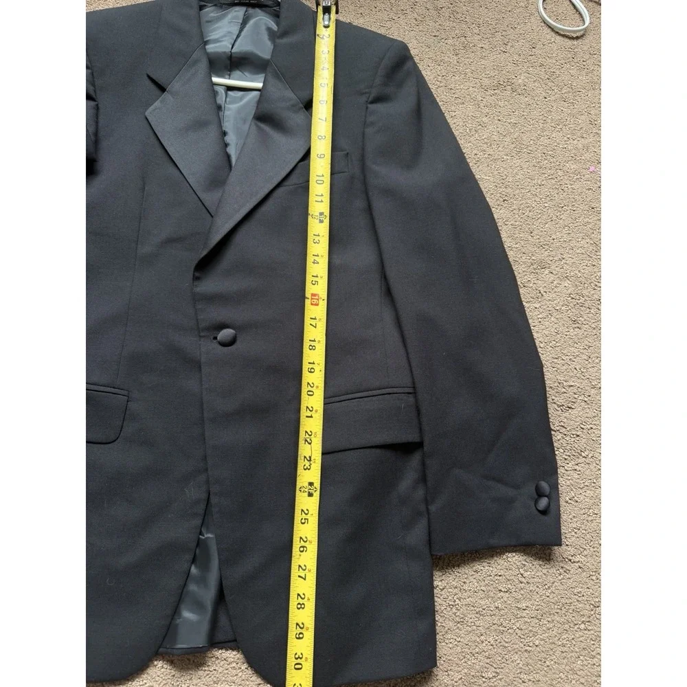 Buona Sera Men's 34R Black 100% Wool Tuxedo Jacket Satin Peak Lapel Italy
